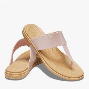 Crocs Tulum Women’s Pink and Tan Flip Thong Sandals
